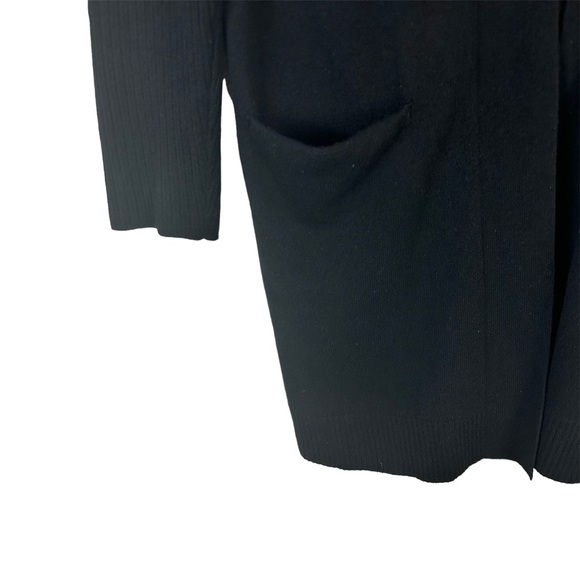 Theory Cashmere Rib Sleeve Black Open Front Cardigan in size Medium - Picture 5 of 11
